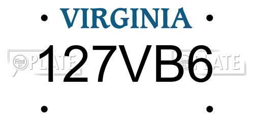 127VB6 Virginia License Plate