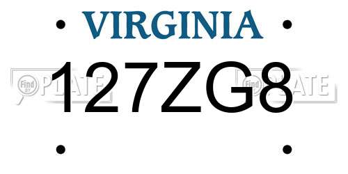 127ZG8 Virginia License Plate