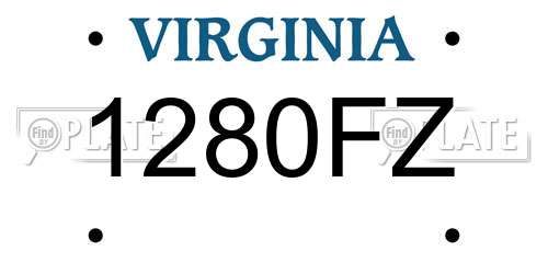 1280FZ Virginia License Plate