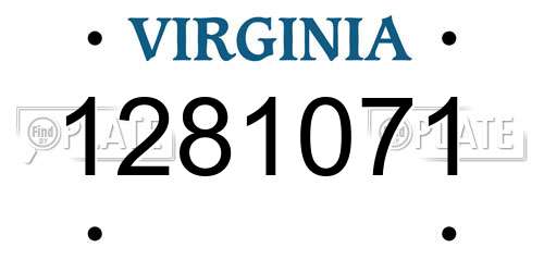 1281071 Virginia License Plate