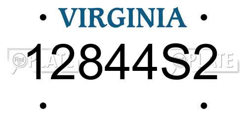 12844S2 Virginia License Plate