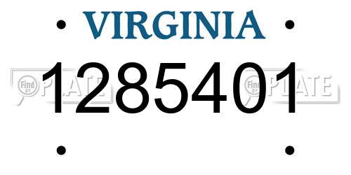 1285401 Virginia License Plate