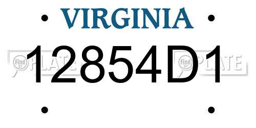 12854D1 Virginia License Plate