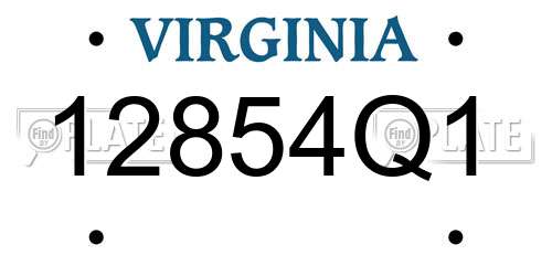 12854Q1 Virginia License Plate