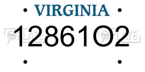12861O2 Virginia License Plate