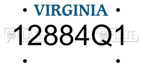 12884Q1 Virginia License Plate