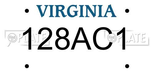 128AC1 Virginia License Plate