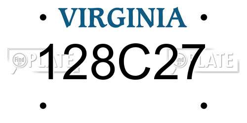 128C27 Virginia License Plate