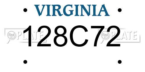128C72 Virginia License Plate