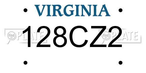 128CZ2 Virginia License Plate