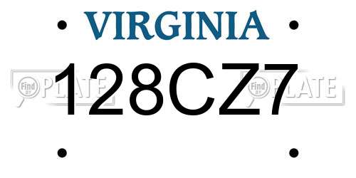 128CZ7 Virginia License Plate