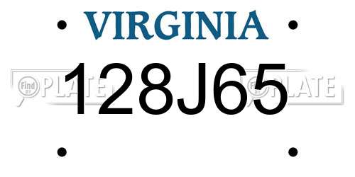 128J65 Virginia License Plate