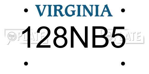 128NB5 Virginia License Plate