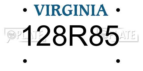 128R85 Virginia License Plate
