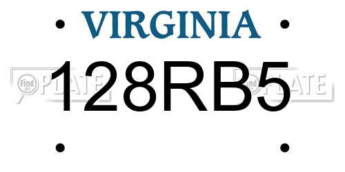 128RB5 Virginia License Plate