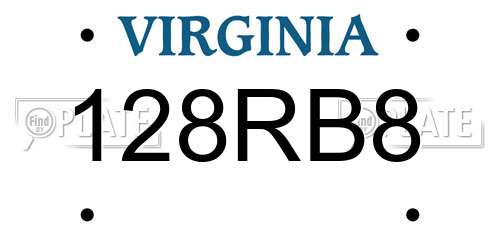 128RB8 Virginia License Plate