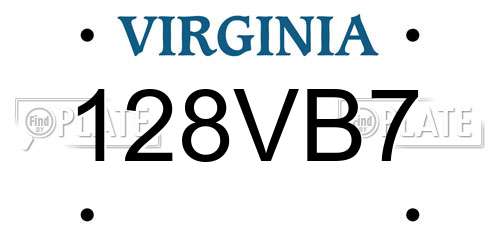 128VB7 Virginia License Plate