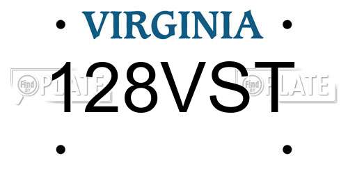 128VST Virginia License Plate