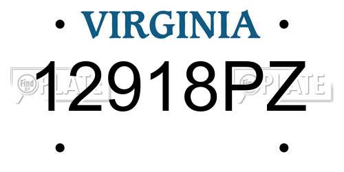 12918PZ Virginia License Plate