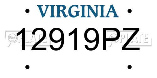 12919PZ Virginia License Plate