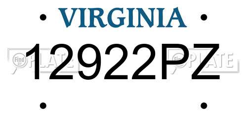 12922PZ Virginia License Plate