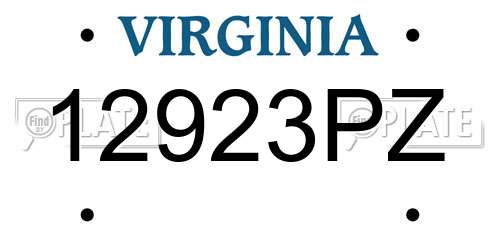 12923PZ Virginia License Plate
