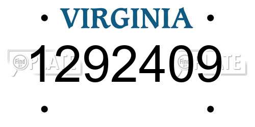 1292409 Virginia License Plate