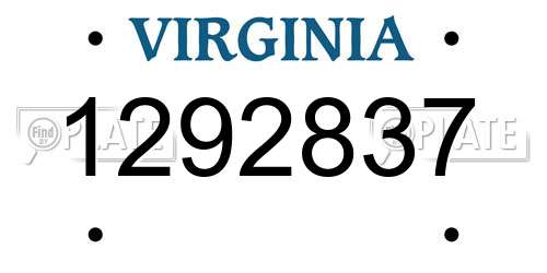 1292837 Virginia License Plate