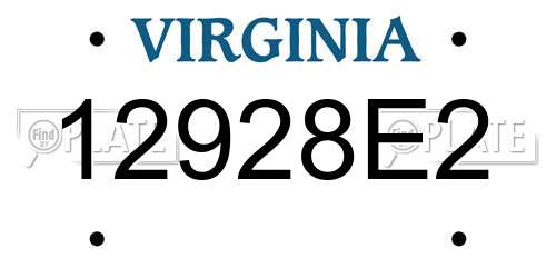 12928E2 Virginia License Plate