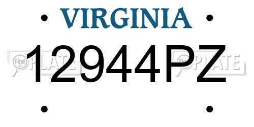 12944PZ Virginia License Plate