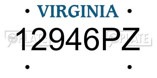 12946PZ Virginia License Plate