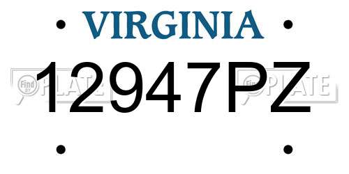 12947PZ Virginia License Plate