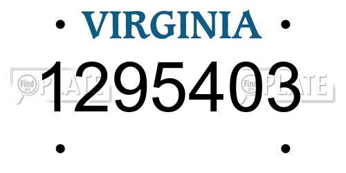 1295403 Virginia License Plate
