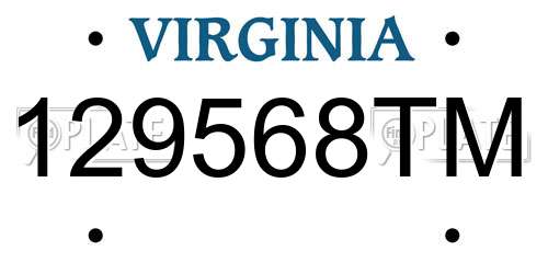 129568TM Virginia License Plate