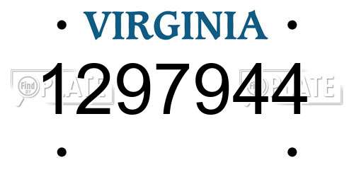 1297944 Virginia License Plate