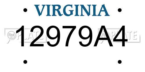 12979A4 Virginia License Plate