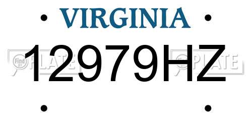 12979HZ Virginia License Plate