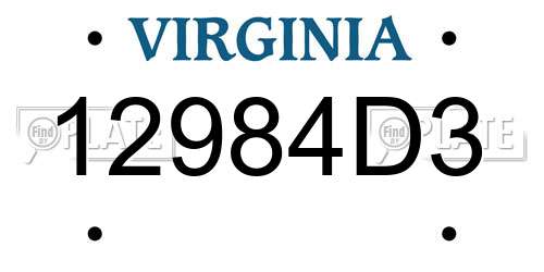 12984D3 Virginia License Plate