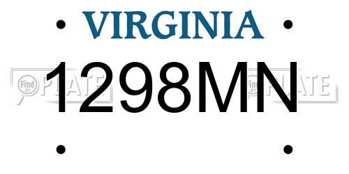 1298MN Virginia License Plate