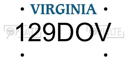 129DOV Virginia License Plate