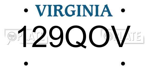 129QOV Virginia License Plate