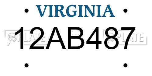 12AB487 Virginia License Plate