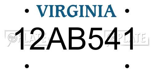 12AB541 Virginia License Plate