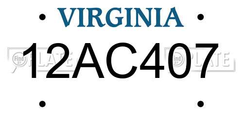 12AC407 Virginia License Plate
