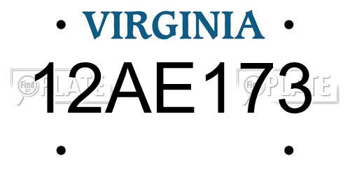 12AE173 Virginia License Plate