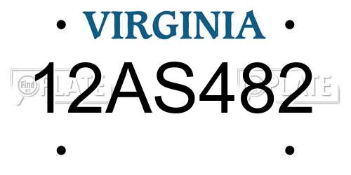 12AS482 Virginia License Plate