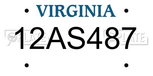 12AS487 Virginia License Plate
