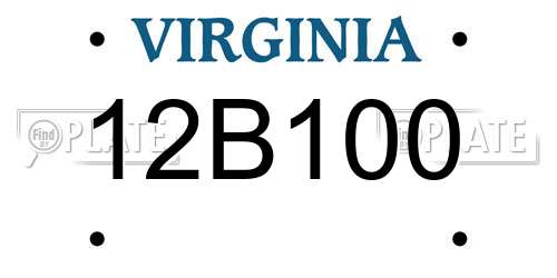 12B100 Virginia License Plate