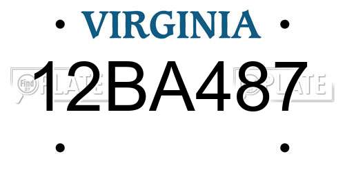 12BA487 Virginia License Plate