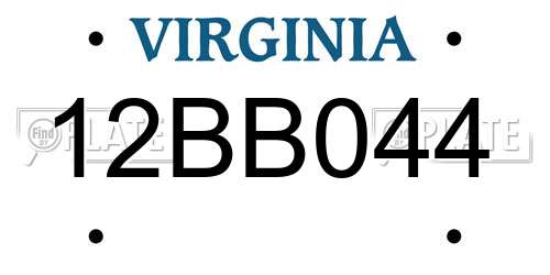 12BB044 Virginia License Plate